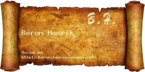 Beron Henrik névjegykártya